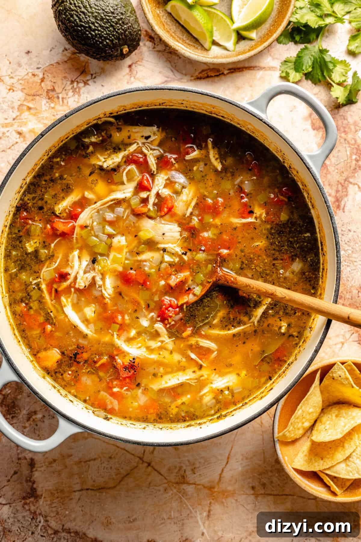 Sopa de Lima: Yucatan Lime Soup Recipe 5 Sopa de Lima simmering in a Dutch oven.