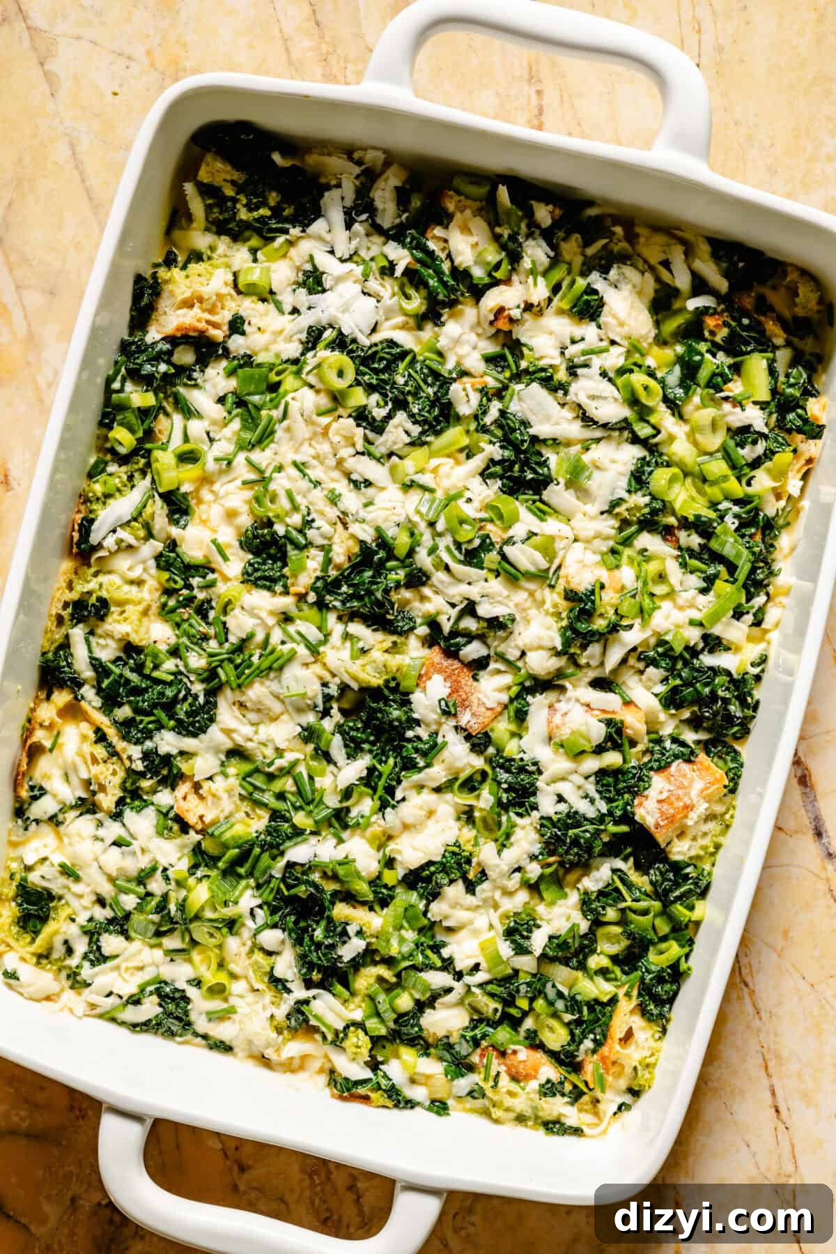 Copycat Starbucks Pesto & Ciabatta Egg Bake before it goes into the oven to bake.