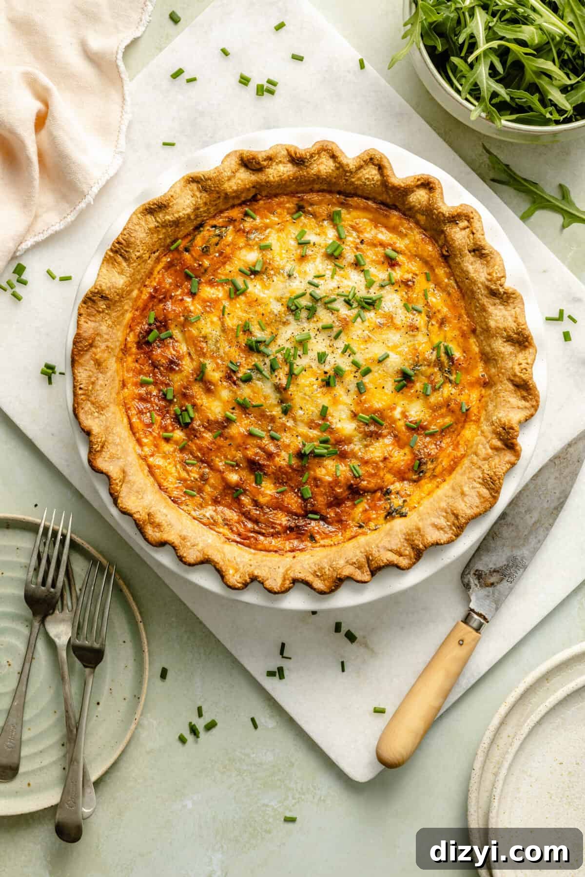 Italian Sausage and Arugula Quiche without any slices.