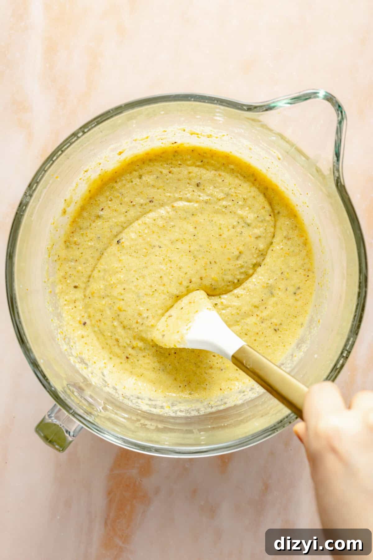 Citrus Greek Yogurt Cake batter in large bowl.