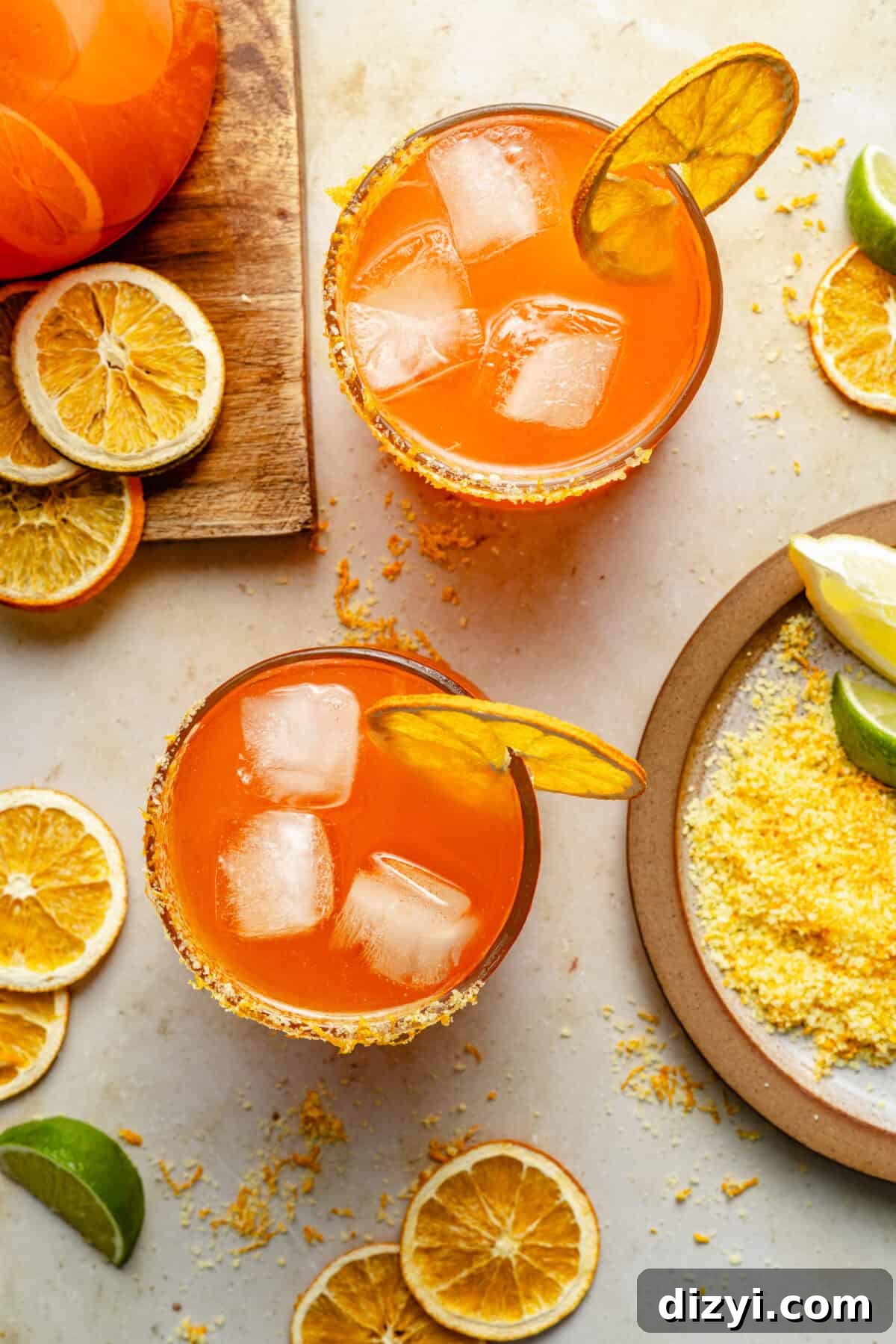 Italian Limoncello Margarita Cocktail Recipe 3 Italian Margaritas in two glasses.