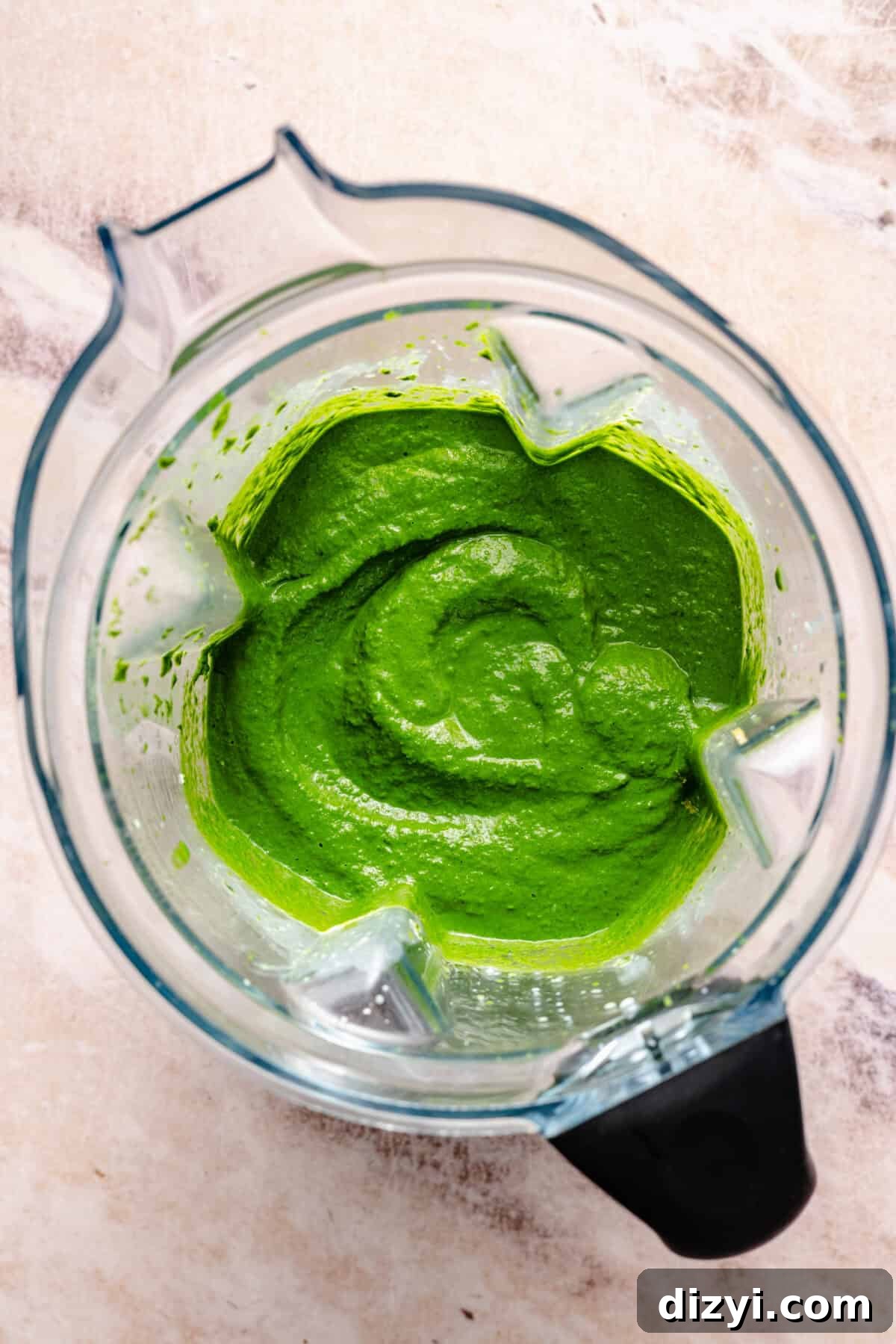 Green Pasta with Spicy Calabrian Breadcrumbs 6 Saucy Green Pasta sauce in blender.