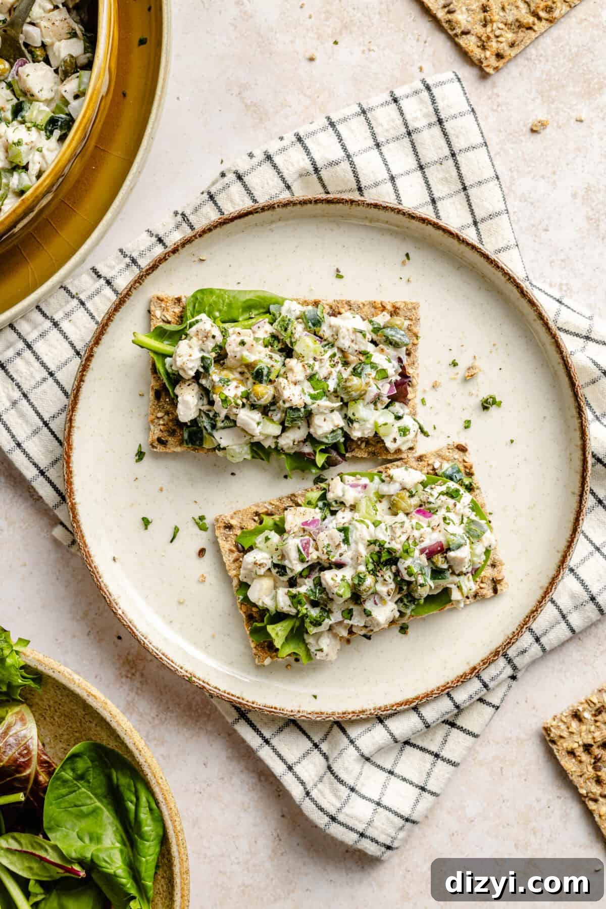Clayton’s Favorite Chicken Salad plated on crackers.
