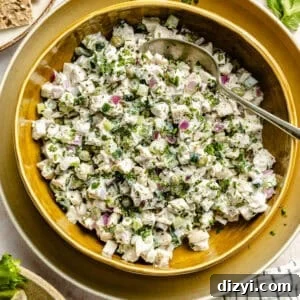 Clayton’s Favorite Chicken Salad in yellow bowl ready to serve.