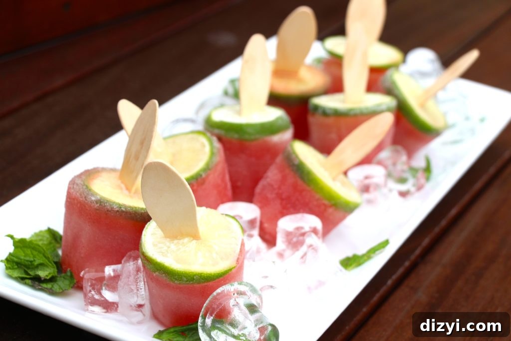 Minty Watermelon Margarita Poptails