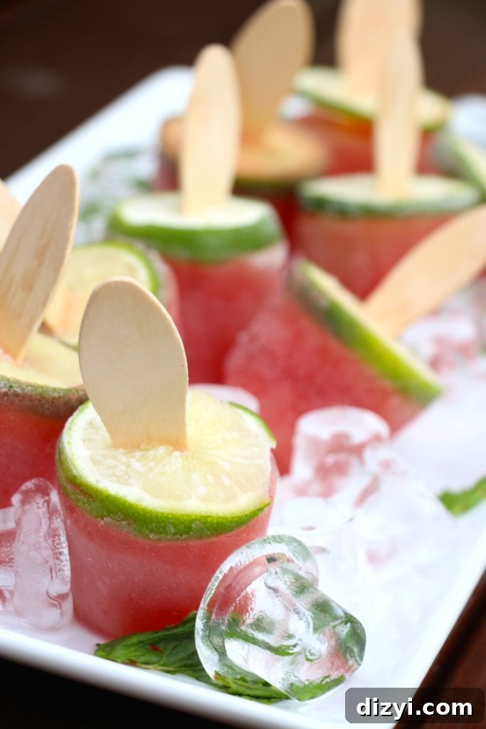 Minty Watermelon Margarita Poptails