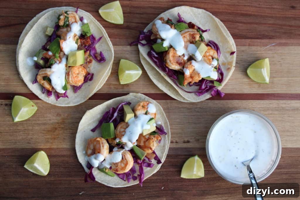 Chipotle-Lime Shrimp Tacos with Mexican "Crema"