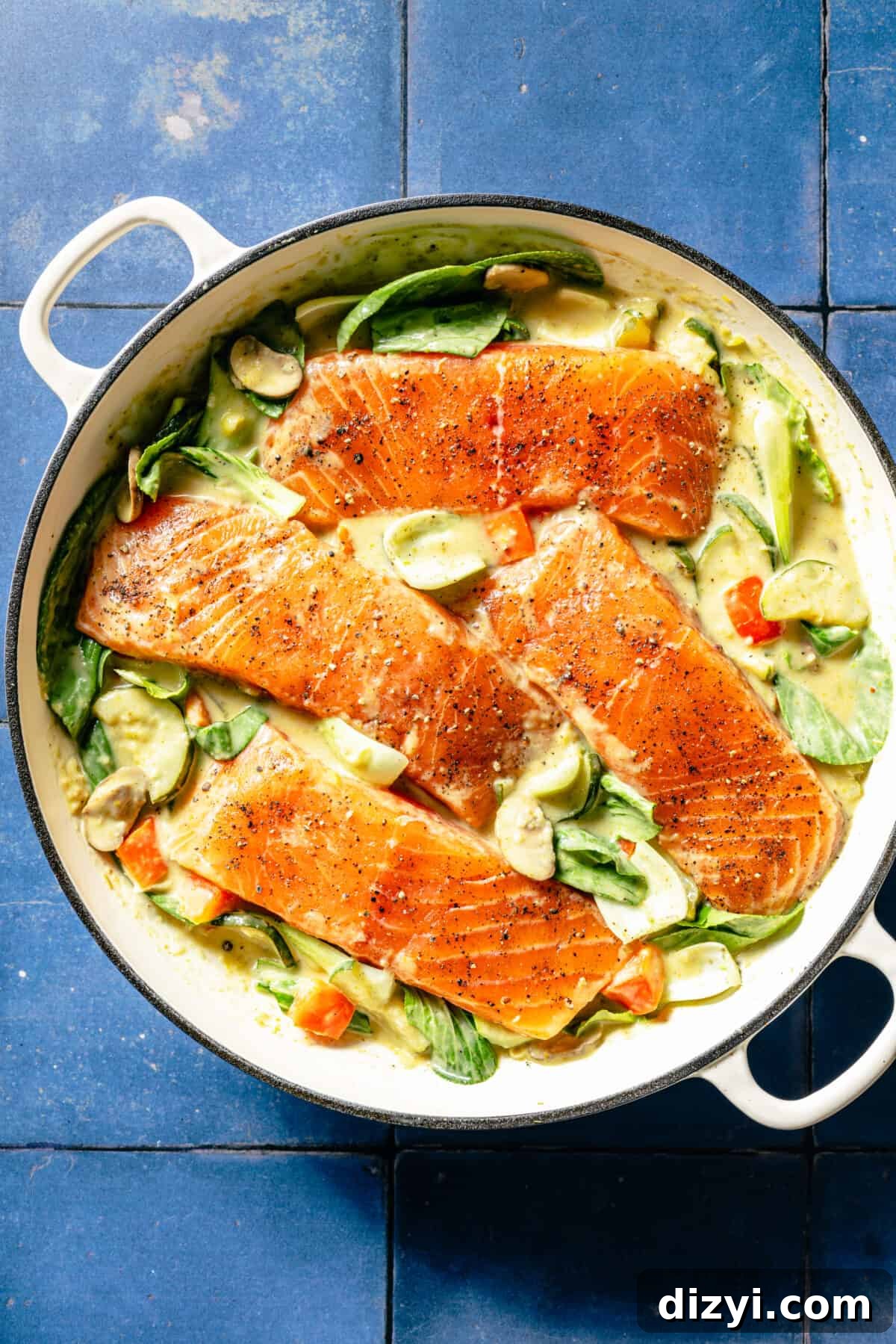 Thai Coconut Green Curry Salmon Recipe 6 Thai-Inspired Coconut Green Curry Salmon before salmon is cooked.