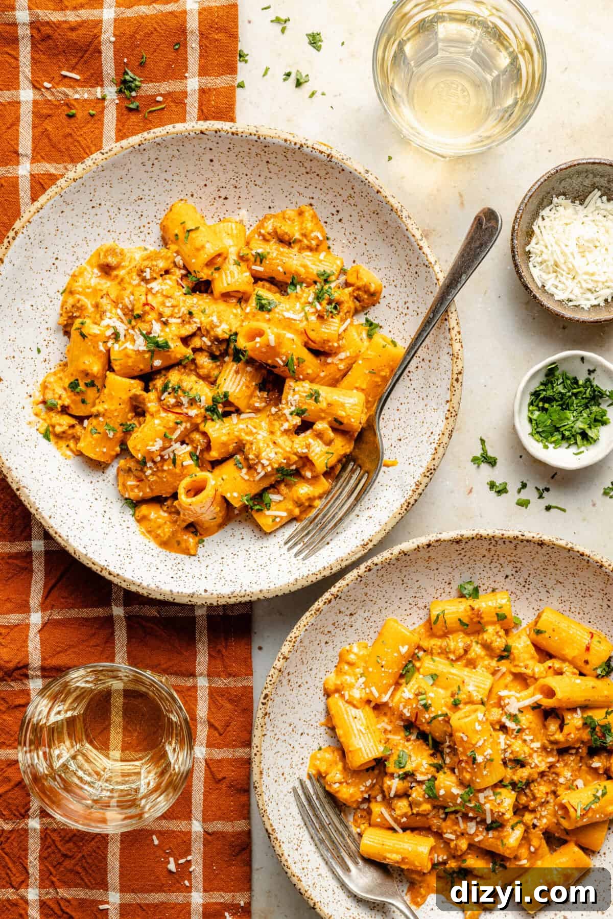 Creamy Sausage Rigatoni with Saffron