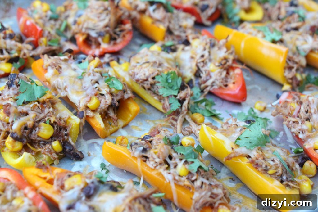 Chicken-Stuffed Mini Bell Peppers (Nacho Style) 8 Mini Pepper Chicken "Nachos"