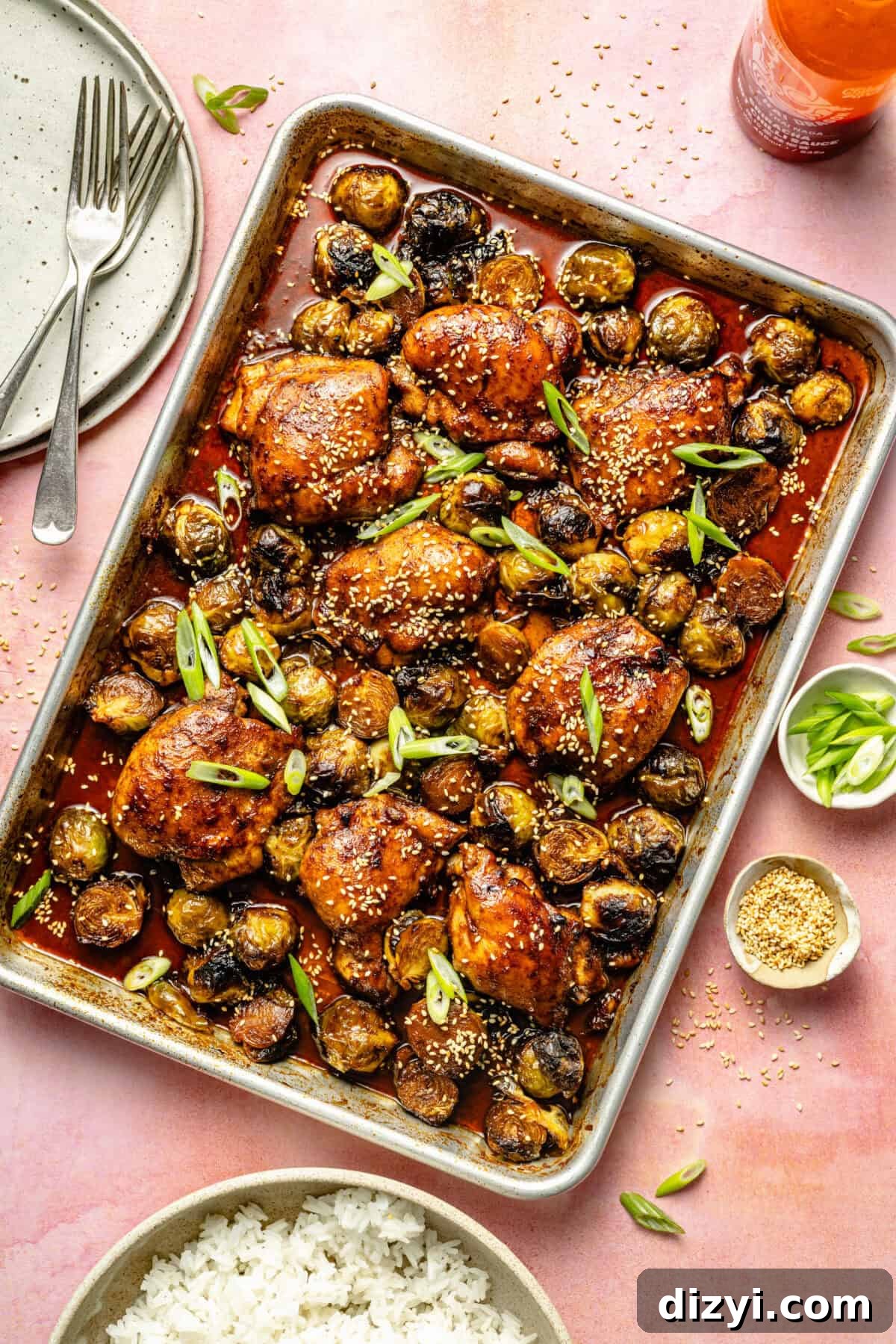 Sheet pan ginger-orange chicken with brussels sprouts