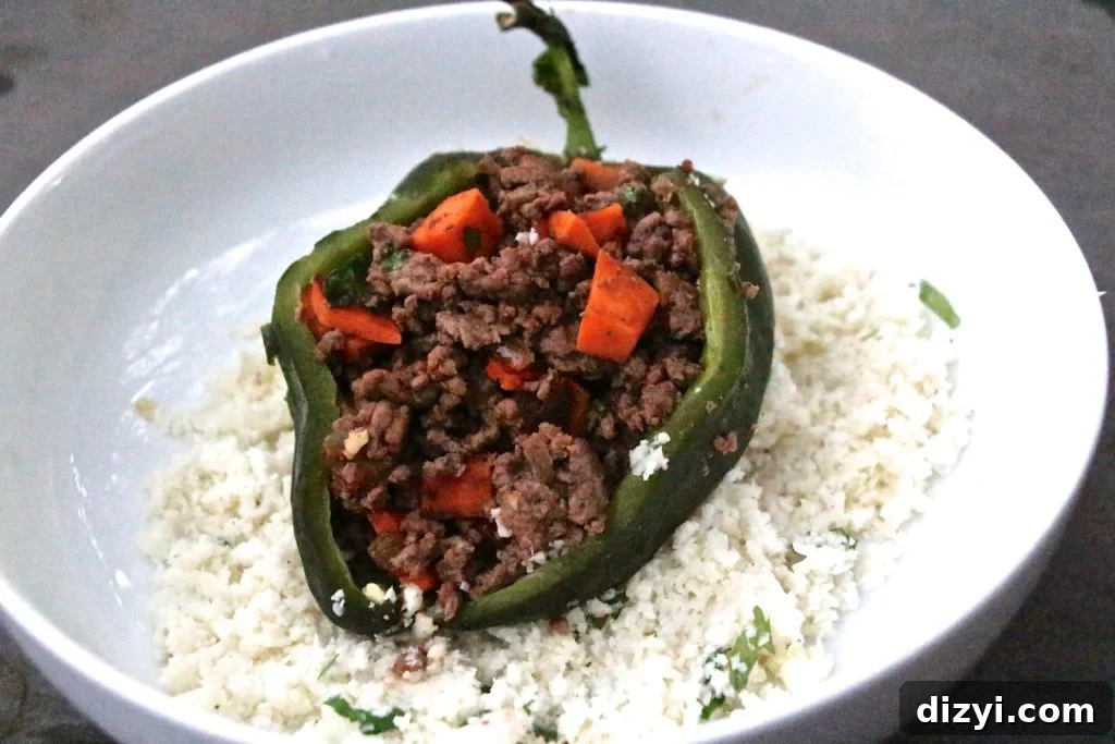 Beef and Sweet Potato Stuffed Poblano Peppers