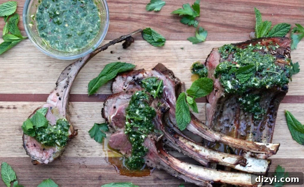Grilled Rack of Lamb with Mint Chimichurri