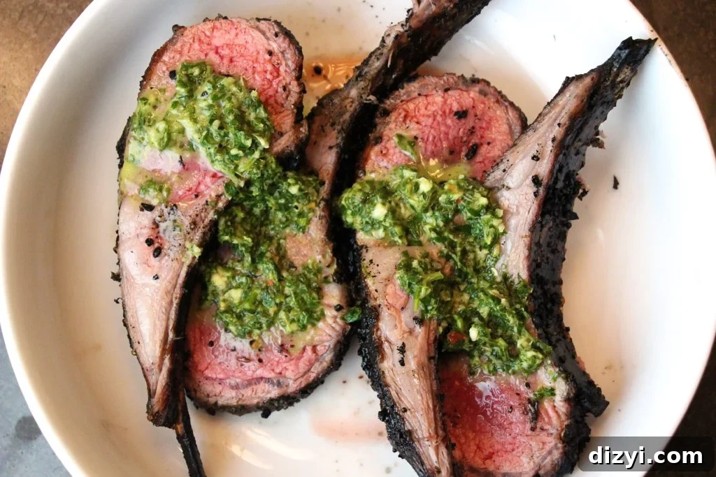 Grilled Rack of Lamb with Mint Chimichurri