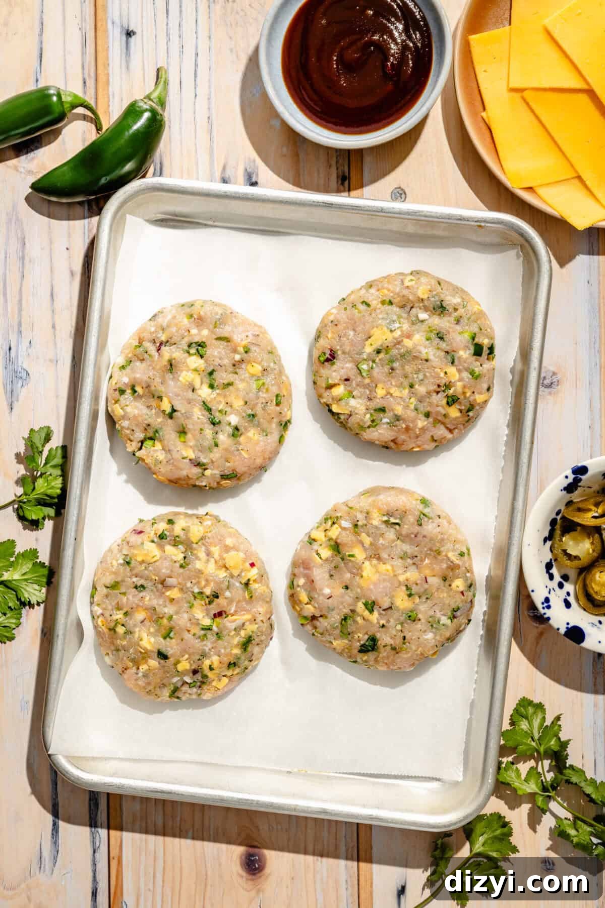 Grilled Jalapeno Cheddar Turkey Burgers Recipe 4 four uncooked turkey burgers with jalapeno peppers and cheddar cheese