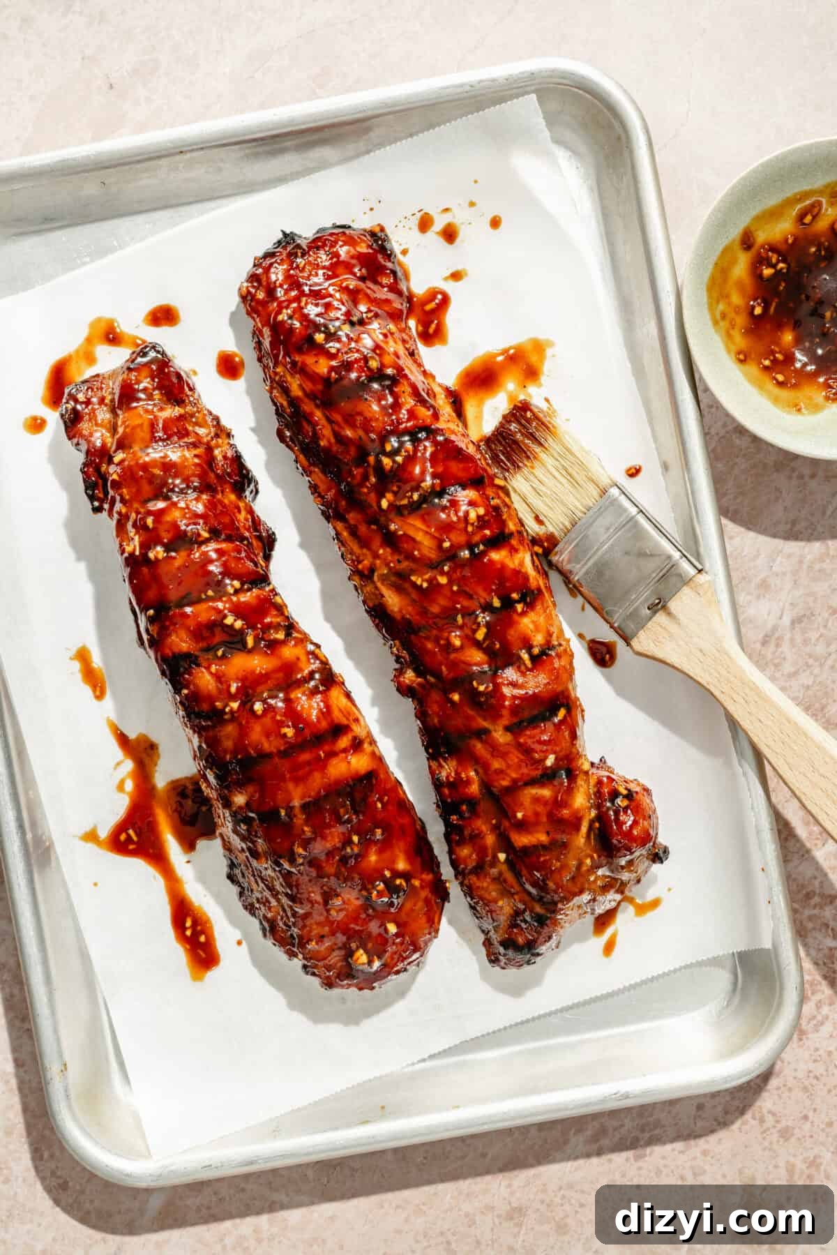 Grilled Pork Tenderloin Bowls with Hoisin Glaze 5 two grilled pork tenderloins with hoisin glaze