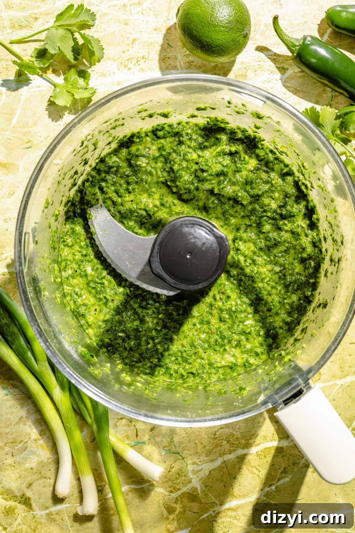 Jalapeño Chimichurri in a food processor.