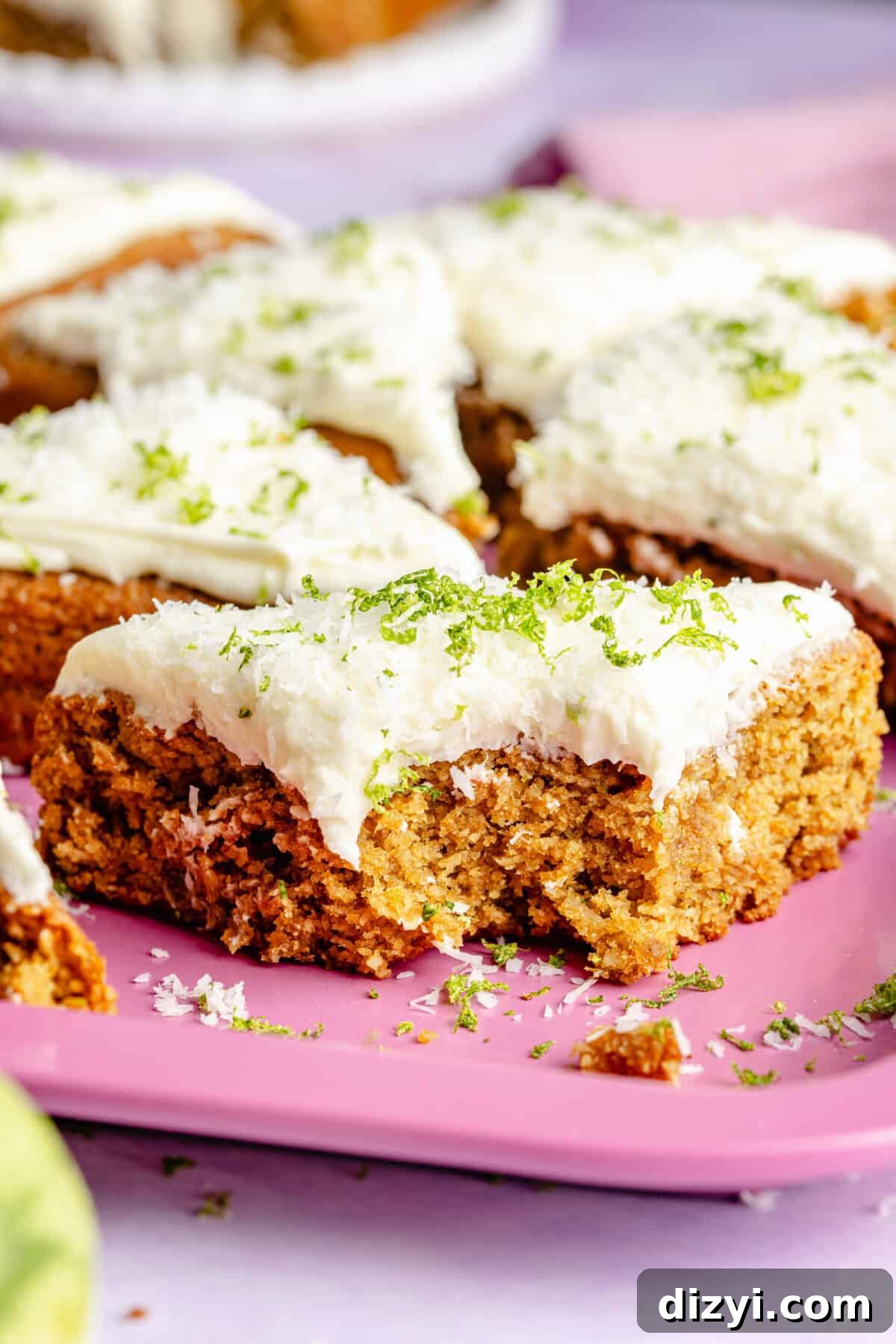 Copycat Starbucks Coconut Lime Bar with a bite out of one.