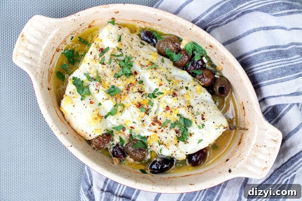 Mediterranean Roasted Cod with Olives, Capers and Lemon 2 Roasted cod with olives and capers
