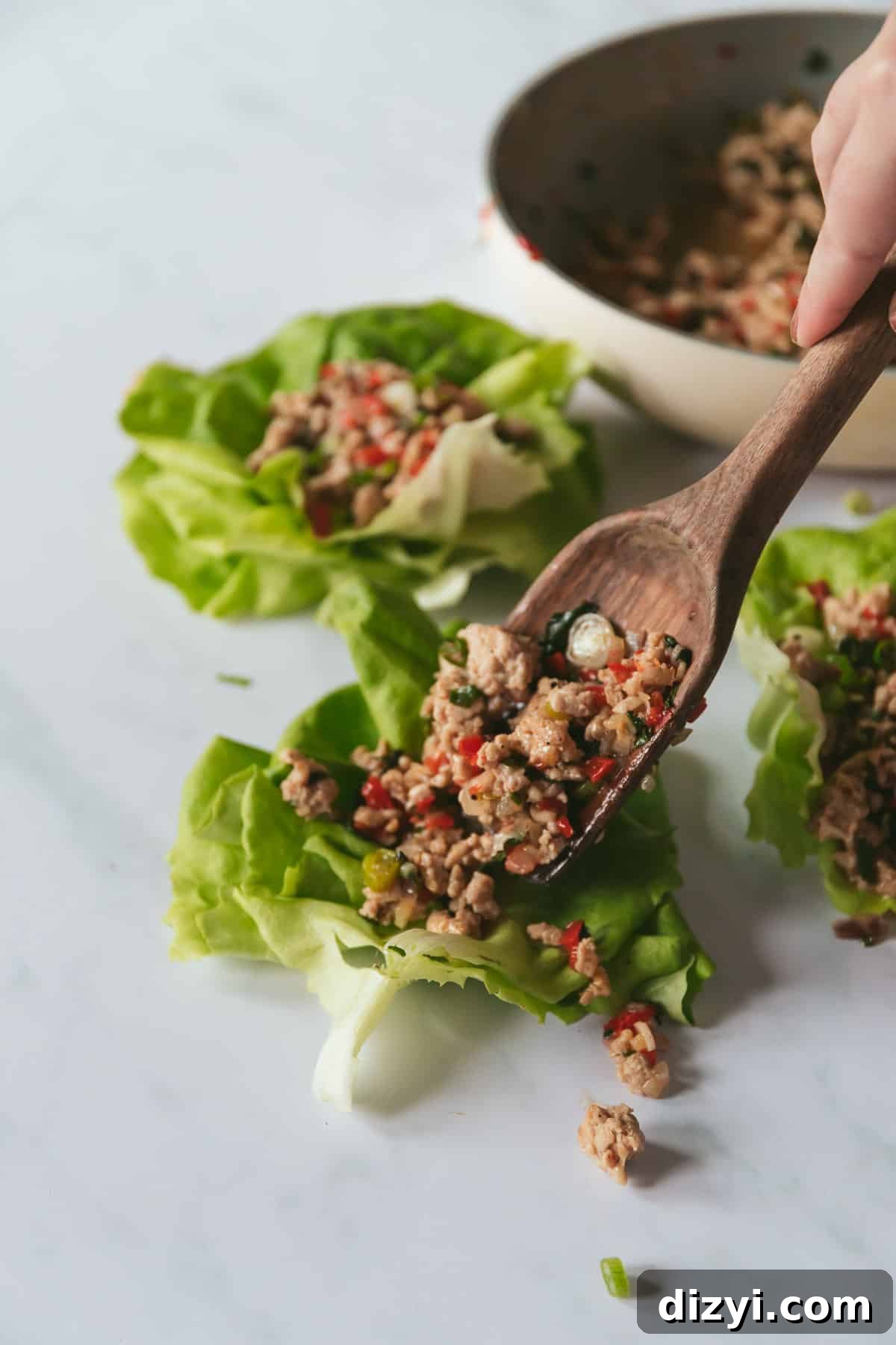 Thai Basil Chicken Lettuce Cups with Garlic and Lime 2 Thai Basil Chicken Lettuce Cups