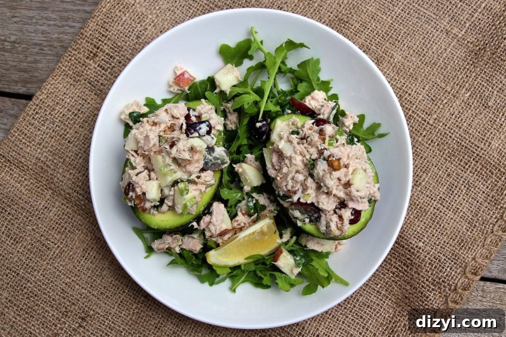 Waldorf Tuna Salad with Apples, Celery and Walnuts 2 Waldorf Tuna Salad in a bowl