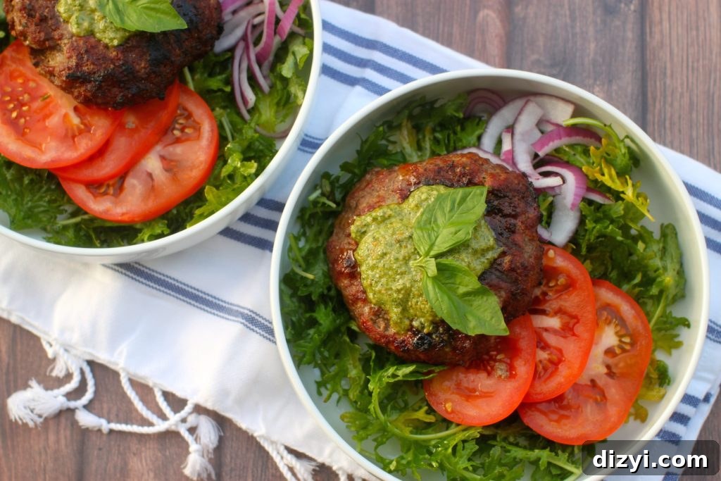 Pesto Bison Burger Bowls Recipe 2 Pesto Bison Burger Bowls