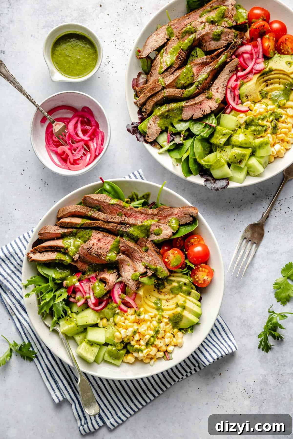 spicy cilantro steak bowls