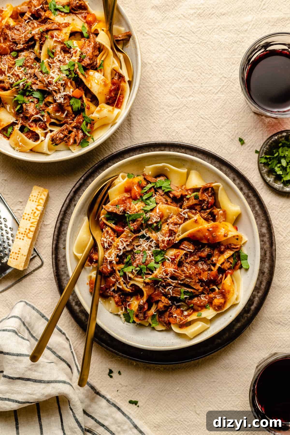 Slow Cooker Short Rib Ragu over Pappardelle