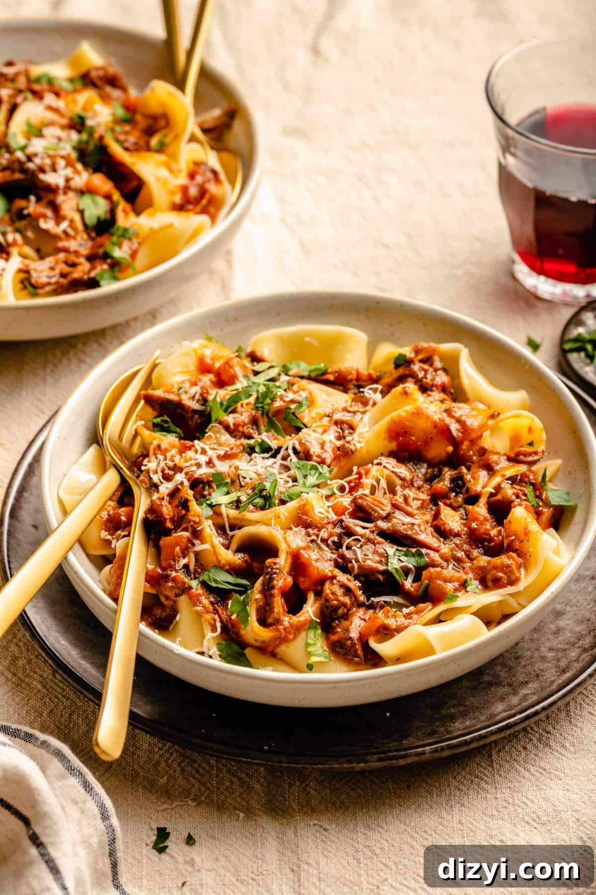 Slow Cooker Short Rib Ragu over Pappardelle