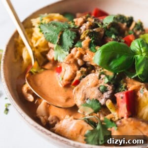 easy penang curry chicken + noodle bowls