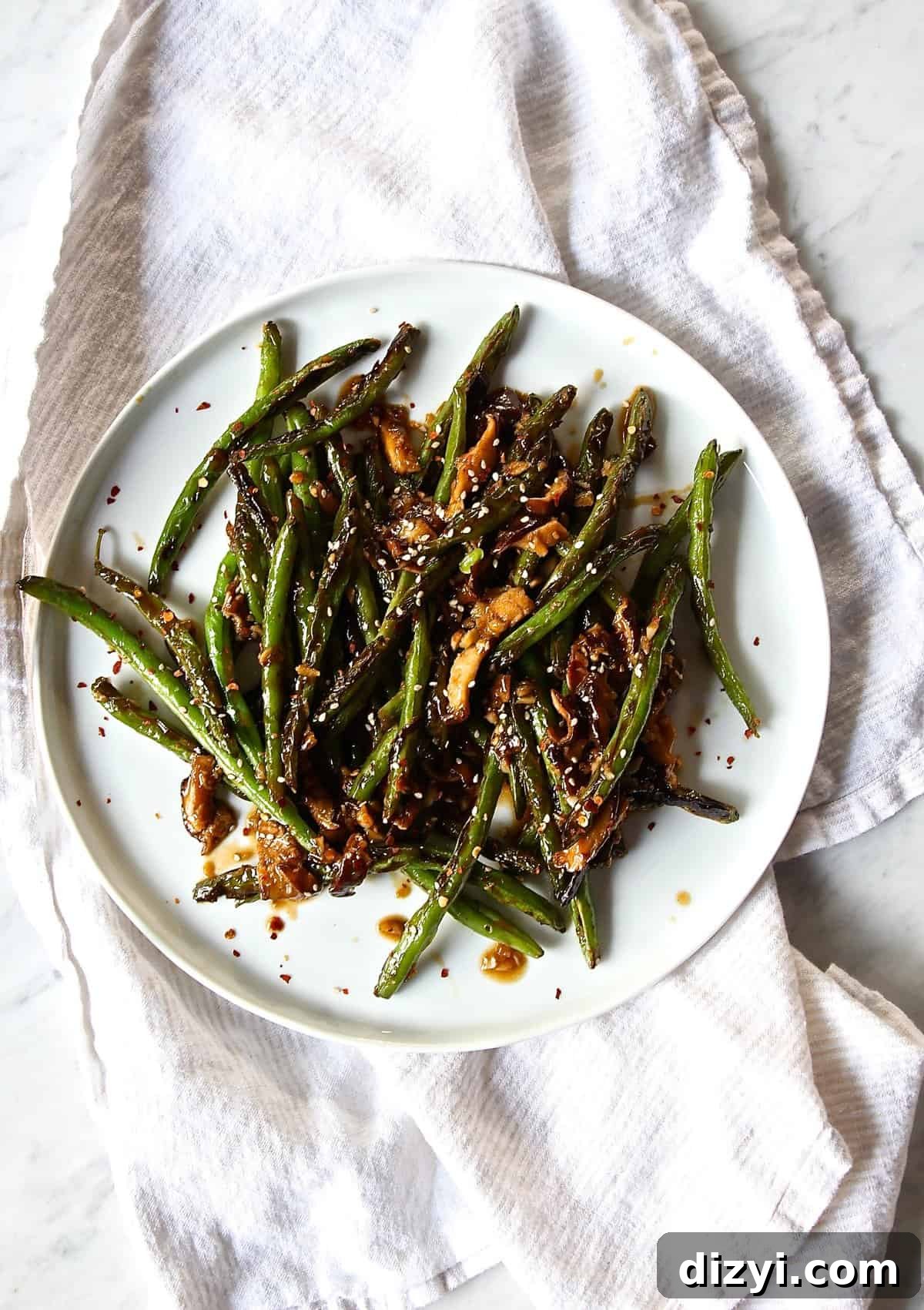 Stir-Fried Szechuan String Beans with Shiitake Mushrooms