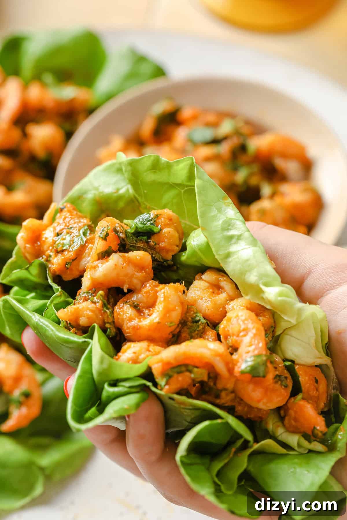Thai-Inspired Red Curry Shrimp Lettuce Wraps