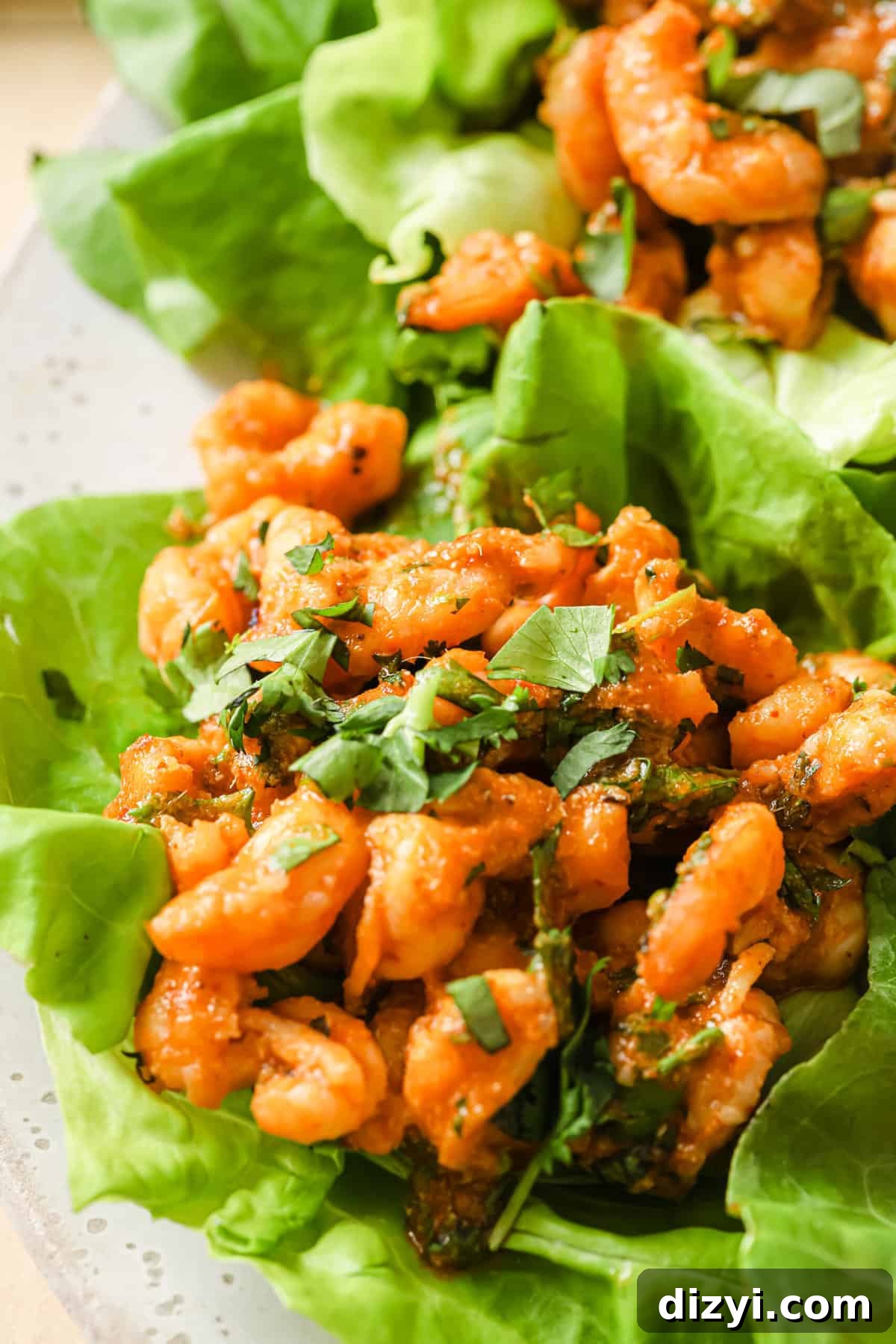 Thai-Inspired Red Curry Shrimp Lettuce Wraps
