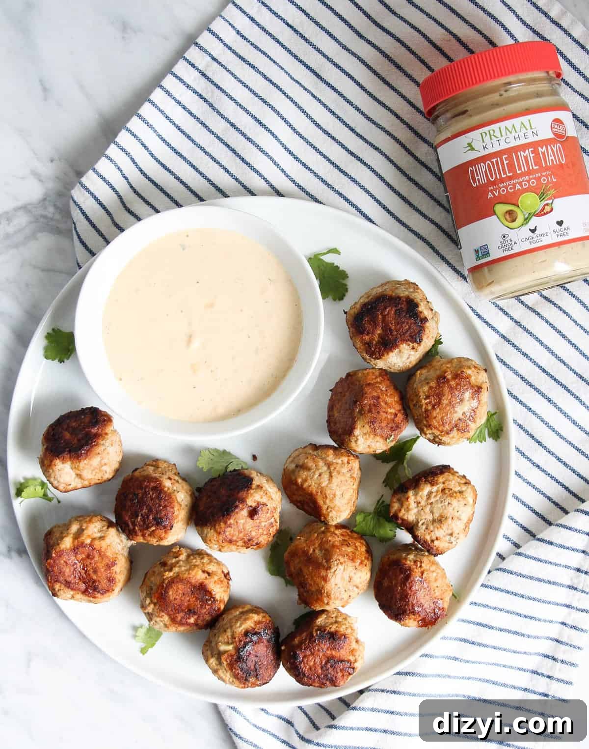Turkey Taco Meatballs with Chipotle Lime Aioli