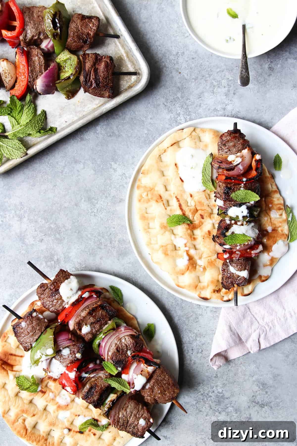 Grilled Spiced Beef Kebabs with Cooling Mint Yogurt Sauce 2 Spiced Beef Kabobs with Mint Yogurt Sauce