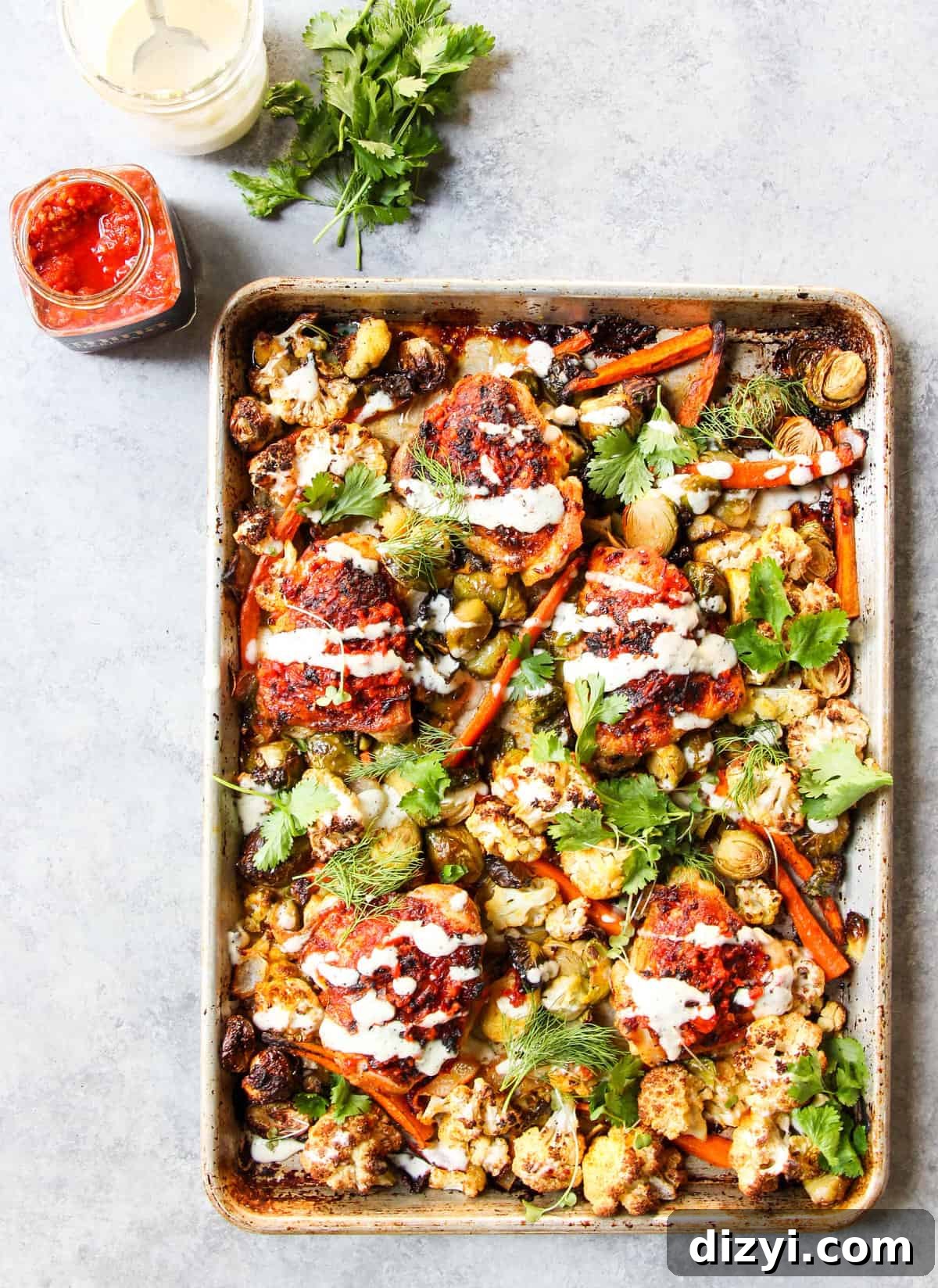 Sheet Pan Harissa Chicken + Veggies