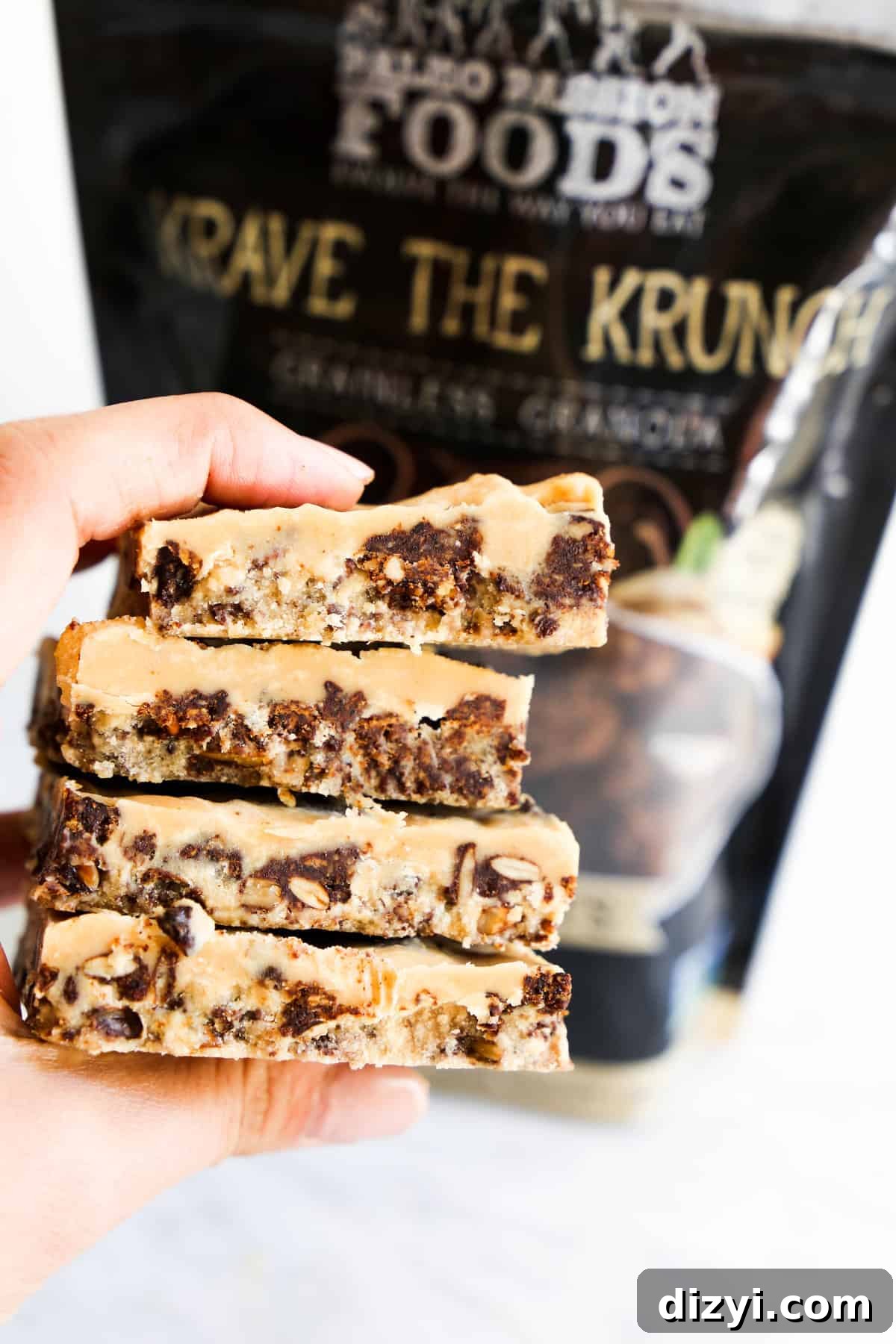 Crunchy Almond Butter Freezer Fudge Bars