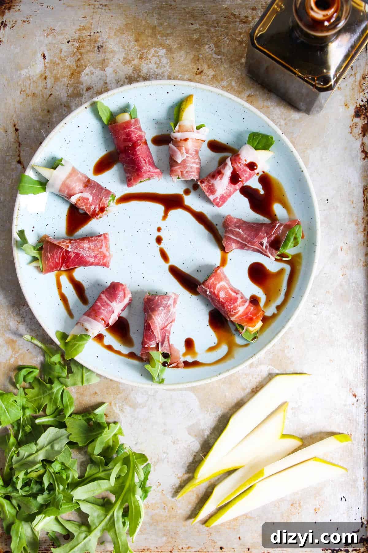 Prosciutto, Pear, and Arugula Rolls