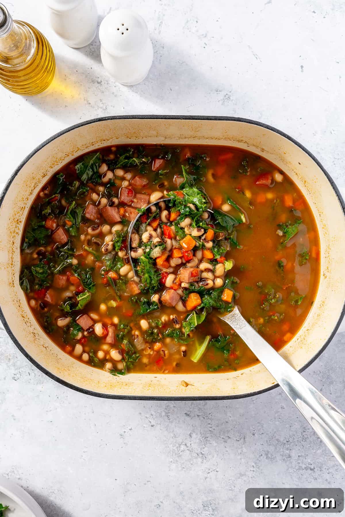 Kale cooked in Black-Eyed Pea Soup.