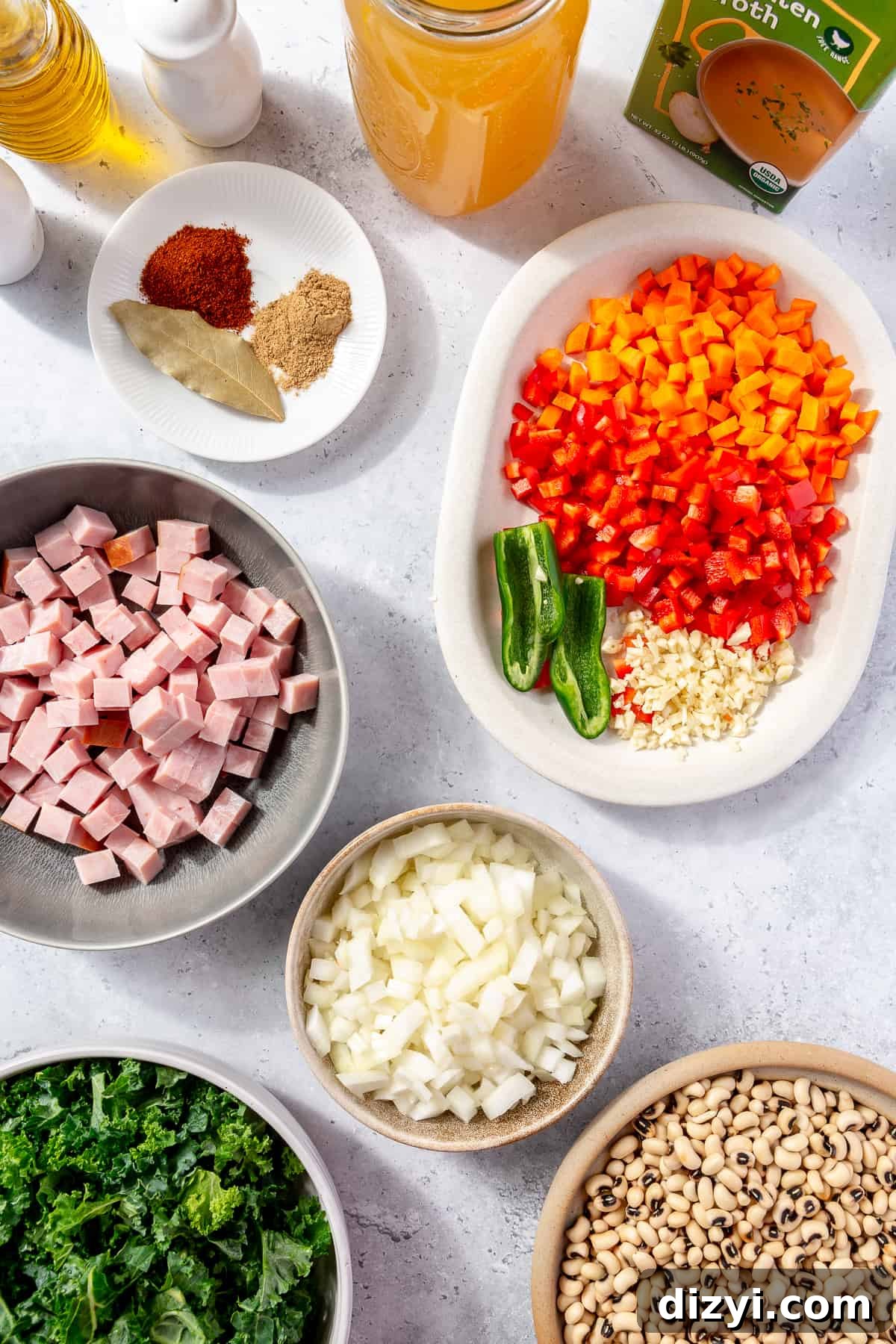 Black-Eyed Pea Soup ingredients.