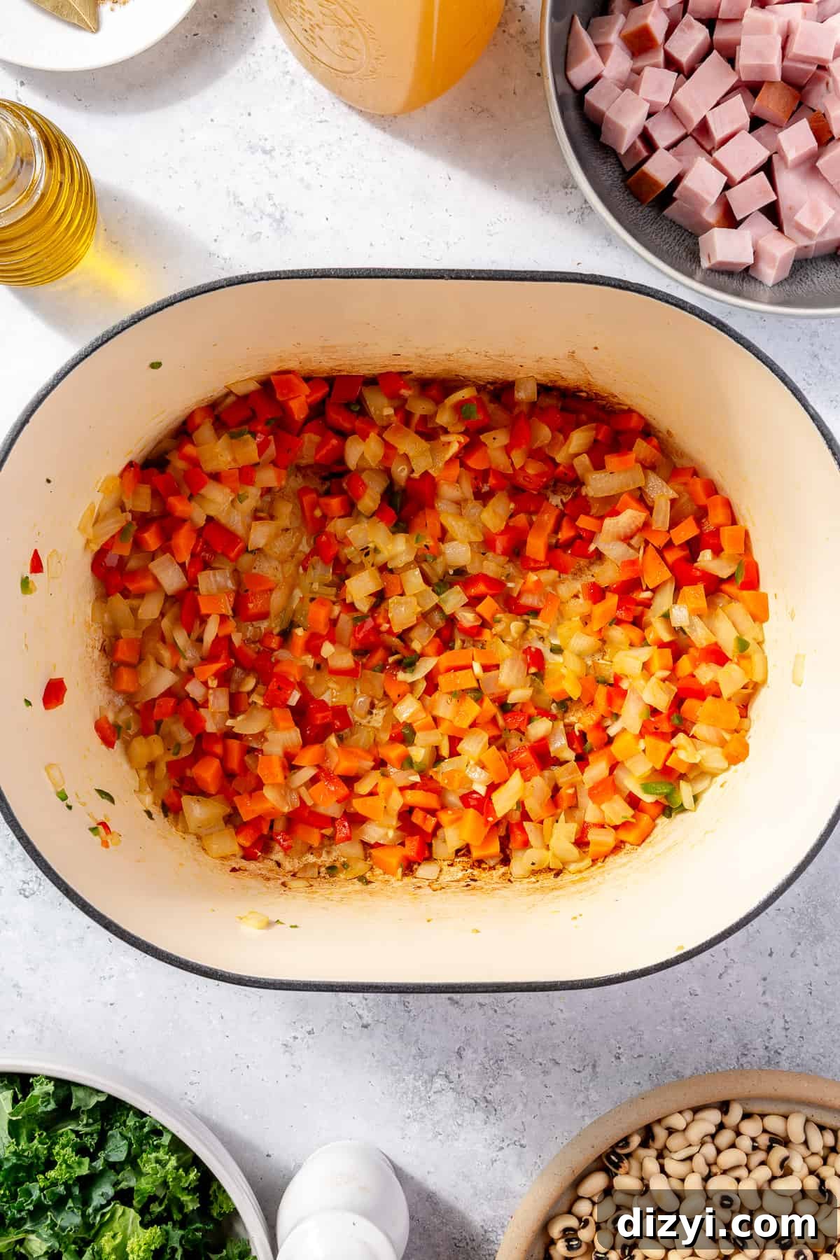 Sautéd veggies in dutch oven.