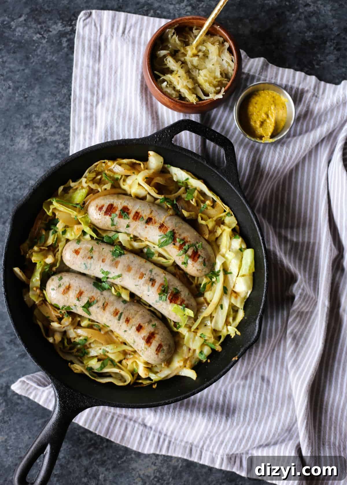 Whole30 Braised Bratwurst and Cabbage
