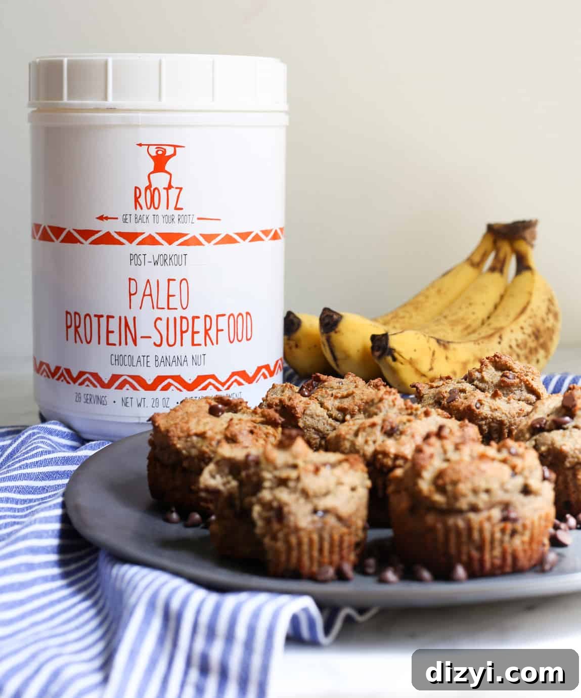 Paleo Protein Banana Muffins with Chocolate Chips