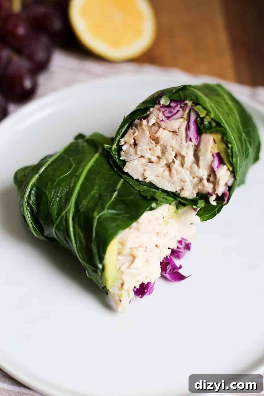 Caesar Chicken Collard Wraps