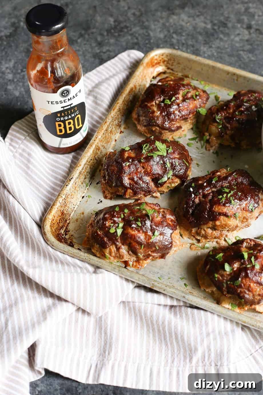Smoky Mini BBQ Meatloaves with Tangy Glaze 3 Mini BBQ Meatloaves plated