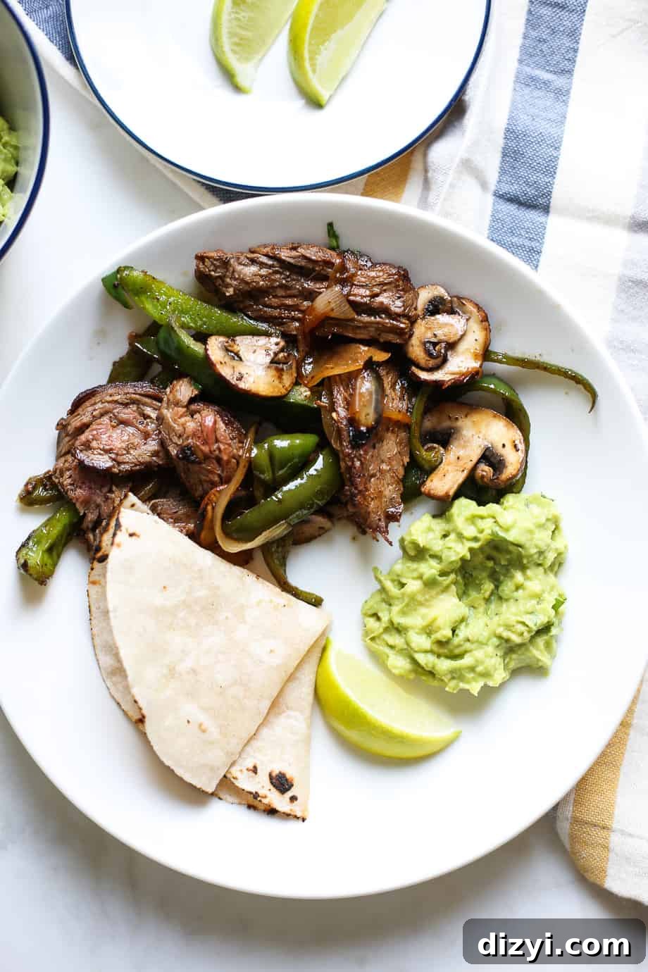 Steak, Poblano, and Mushroom Fajitas