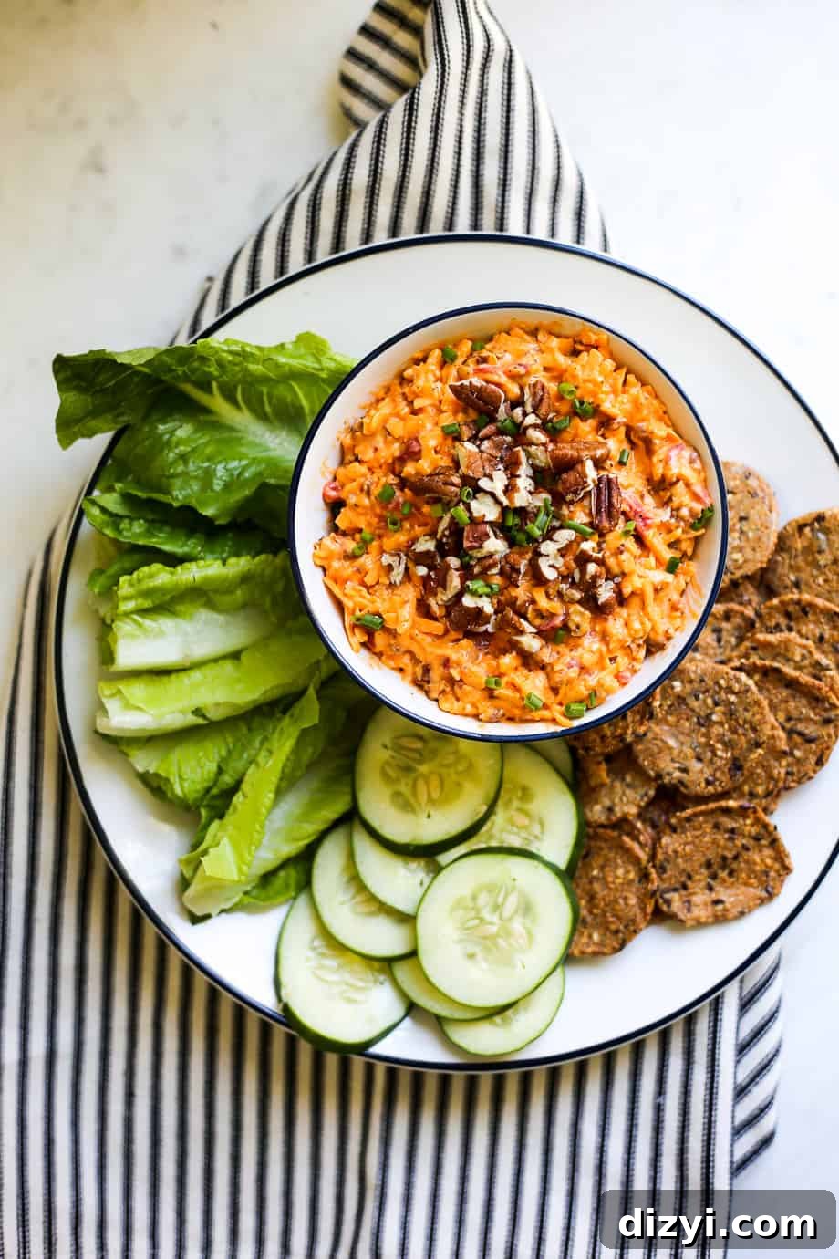 Buffalo-Pecan Pimiento Cheese serving