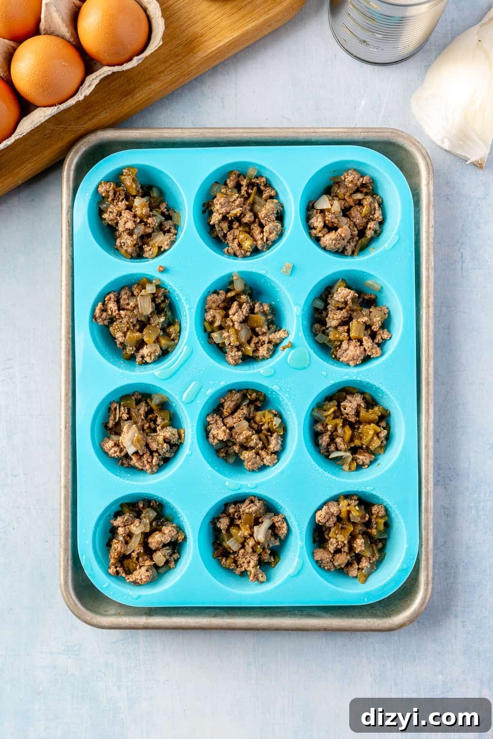 Green Chile Beef Egg Cups