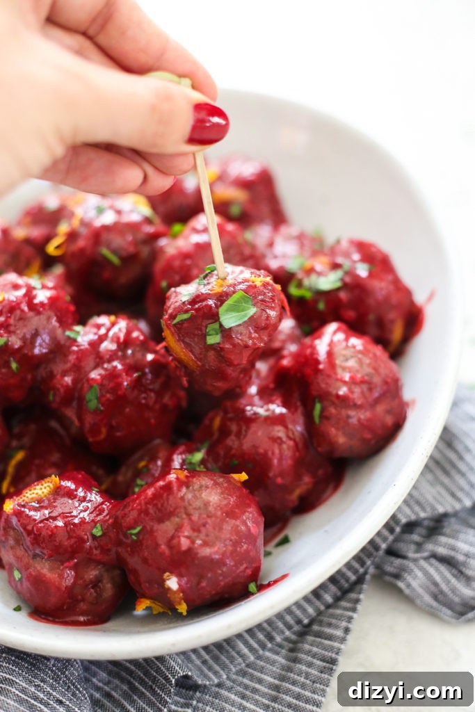 Cranberry orange sauce and meatballs in crockpot