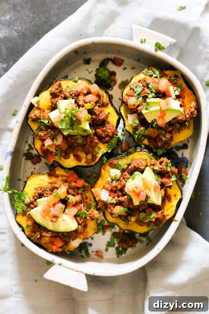 Beef Enchilada Stuffed Acorn Squash
